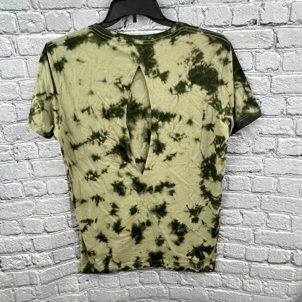 Pink Victoria's Secret Green Tie Dye Spell Out T Shirt Size Small - Picture 3 of 5